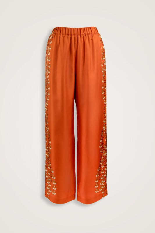 Tassel Noor Orange Plain Silk Trousers - 1