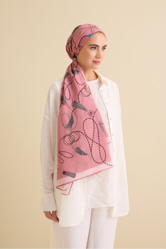 Tassel Noor Pink Floss Cotton Shawl 
