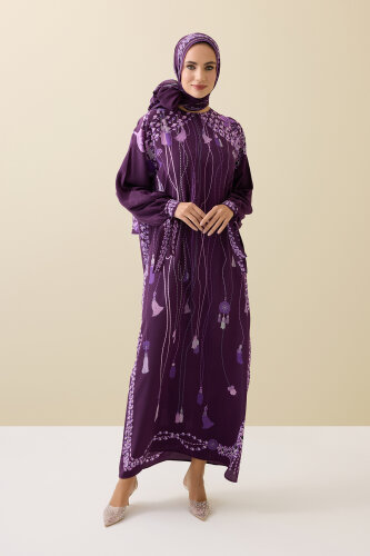 Tassel Noor Plum Silk Dress - 1