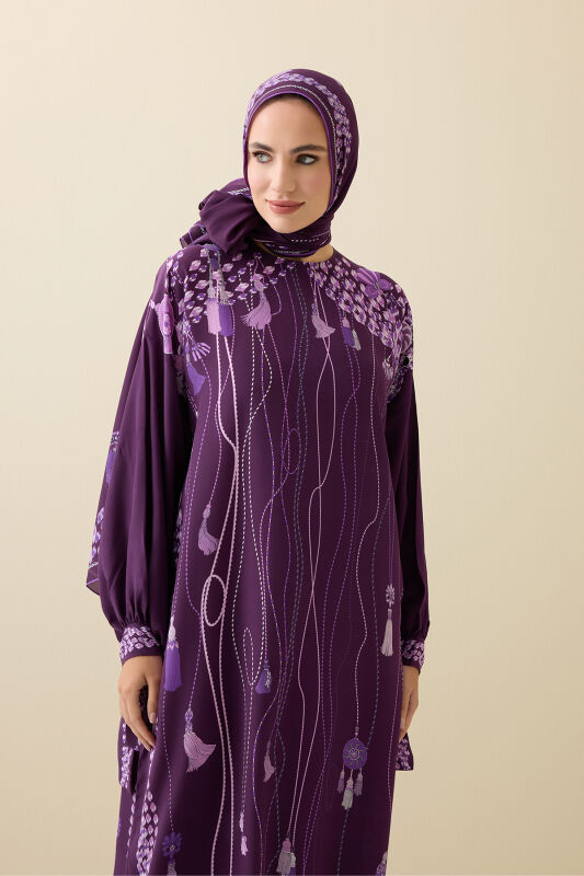 Tassel Noor Plum Silk Dress - 5