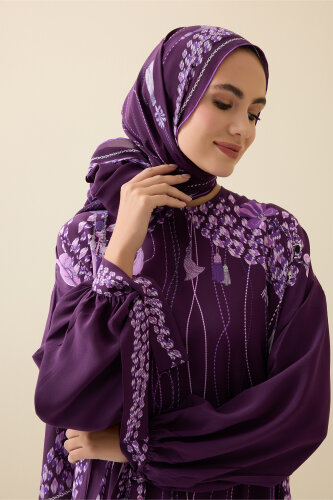 Tassel Noor Plum Silk Dress - 3