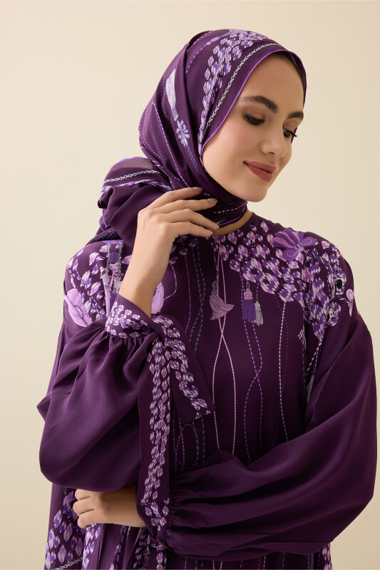 Tassel Noor Plum Silk Dress - 3