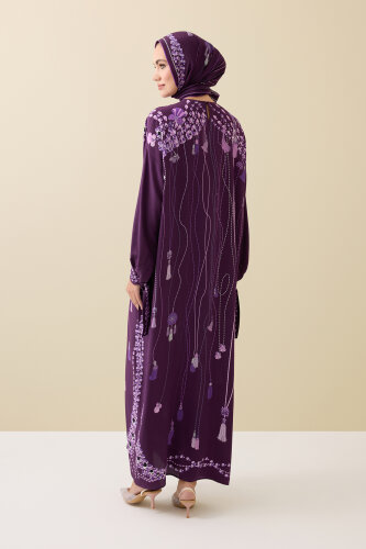 Tassel Noor Plum Silk Dress - 6
