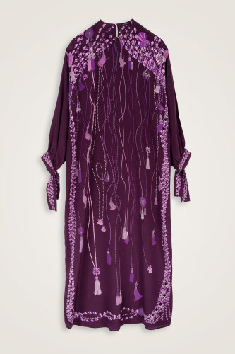Tassel Noor Plum Silk Dress - 2