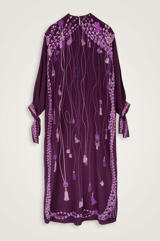 Tassel Noor Plum Silk Dress - 2
