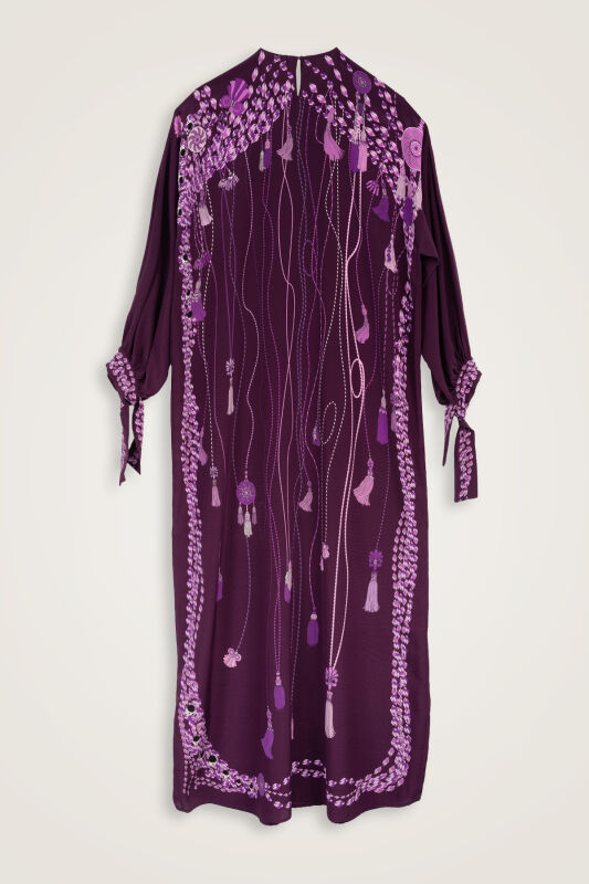 Tassel Noor Plum Silk Dress - 4