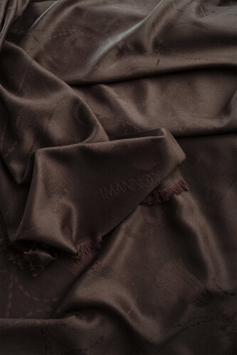 Tassel Noor Taupe Jacquard Silk Shawl - 4