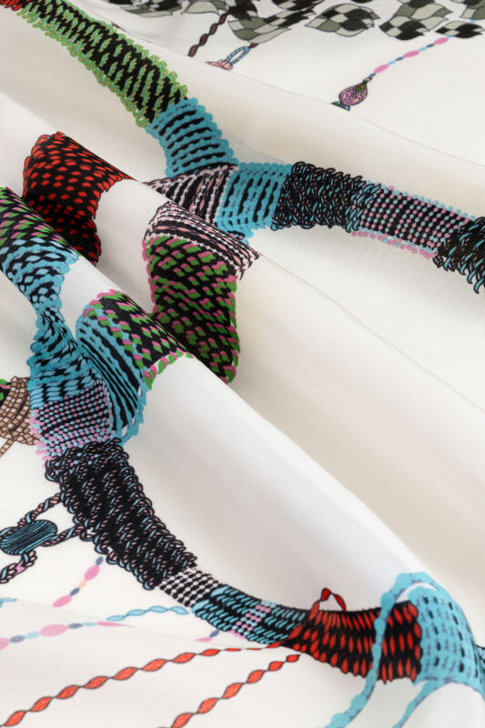 Tassel Noor White Crepe Silk Pajama Shawl - 4