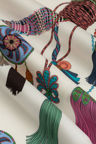 Tassel Noor White Crepe Silk Scarf - 5