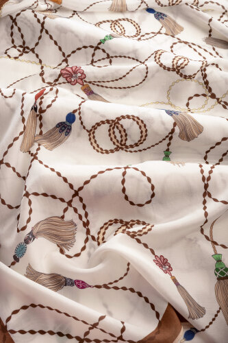 Tassel Noor White Floss Cotton Shawl - 4