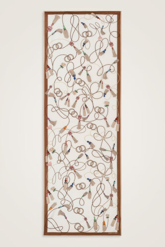 Tassel Noor White Floss Cotton Shawl - 2