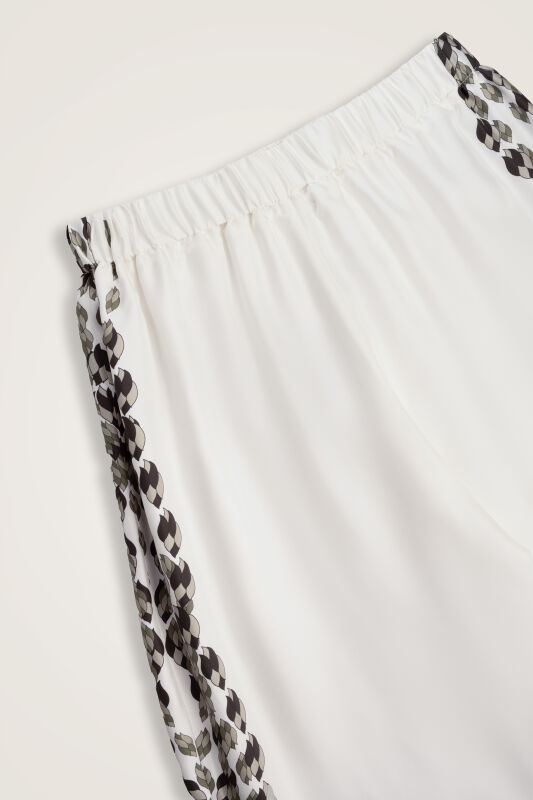 Tassel Noor White Plain Silk Trousers - 2