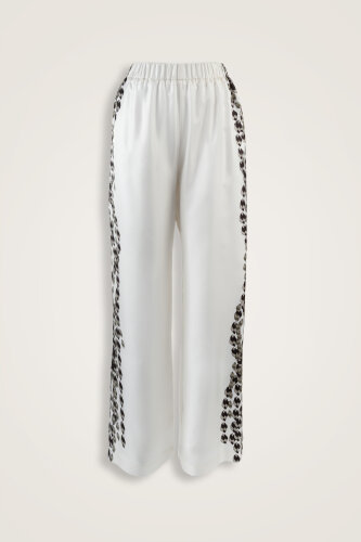 Tassel Noor White Plain Silk Trousers - Imannoor (1)
