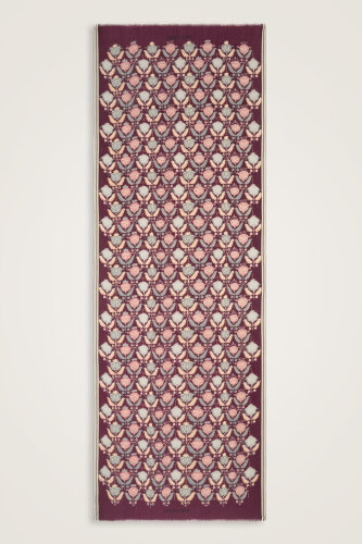 Ters Lale Bordo-Gri Yün Şal 70x200 - Imannoor (1)