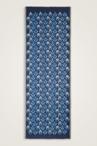 Ters Lale Lacivert Yün Şal 70x200 