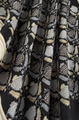 Ters Lale Siyah Yün Şal 70x200 - Imannoor (1)