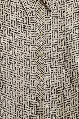 Textured Faith Square Beige Buttoned Twill Silk Shirt Dress - 2