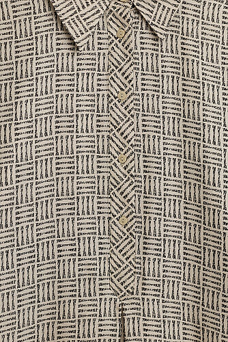 Textured Faith Square Beige Pleated Buttoned Shirt Dress - 2