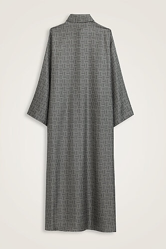 Textured Faith Square Grey Pleated Buttoned Shirt Dress - 3