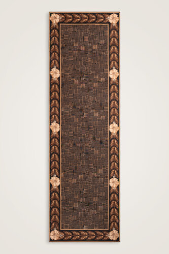 Textured Stone Wall with Floral Border Copper Crepe Silk Scarf 