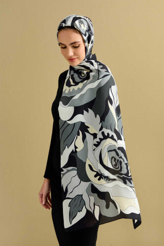 The Name of The Rose is Leyla Flosh Viscose Shawl Black - 1