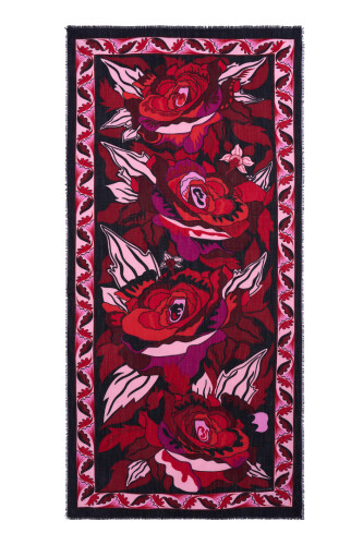 The Name of The Rose is Leyla Wool Shawl Red 