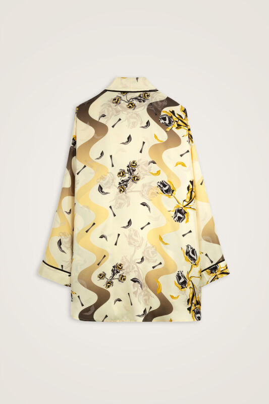 The Rose of Faith Yellow Twill Silk Kimono - 2