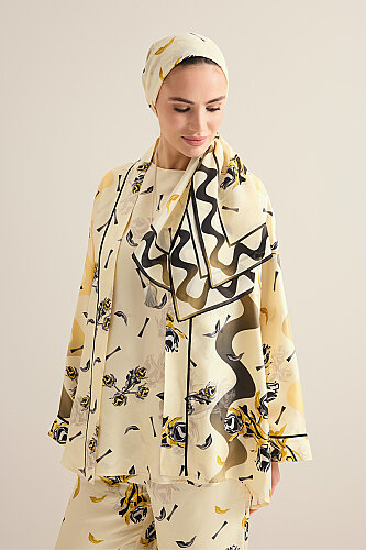 The Rose of Faith Yellow Twill Silk Kimono - 7