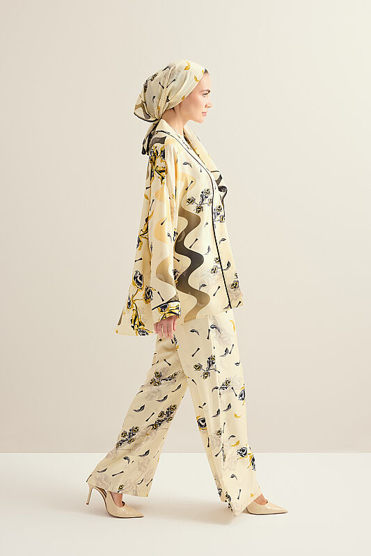 The Rose of Faith Yellow Twill Silk Trousers - 3