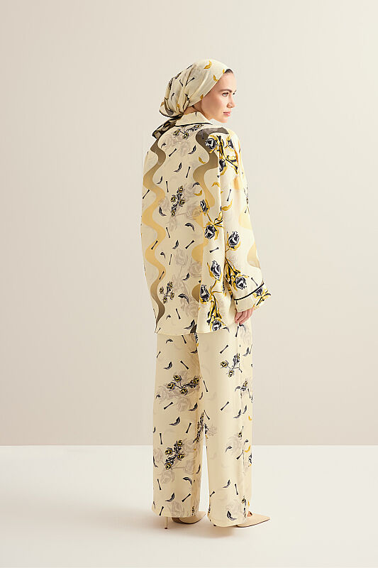 The Rose of Faith Yellow Twill Silk Trousers - 1