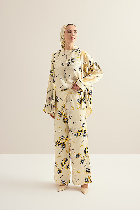 The Rose of Faith Yellow Twill Silk Trousers - 5