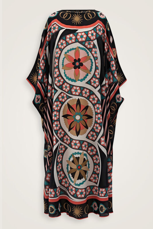 Three Diasiesm Silk Kaftan Coral - 2