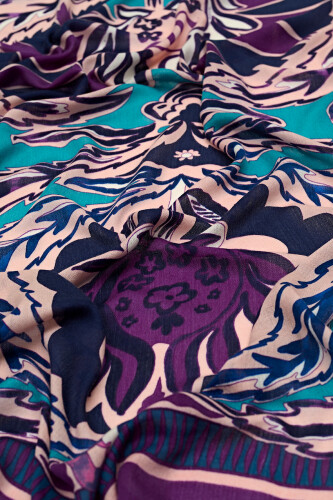 Three Pomegranate Cashmere Silk Shawl Purple - 3