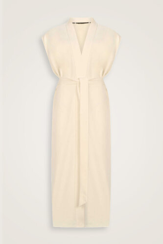Three Thread White Long Vest 