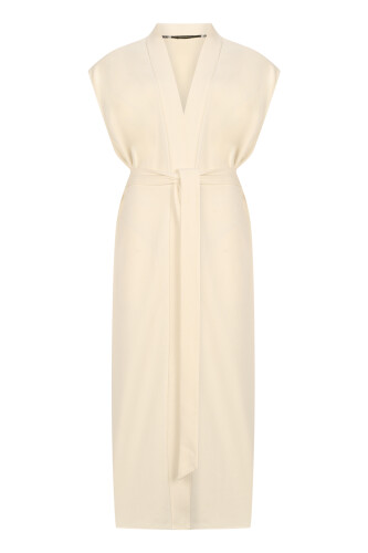 Three Thread White Long Vest 