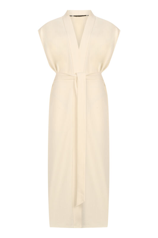 Three Thread White Long Vest - 1
