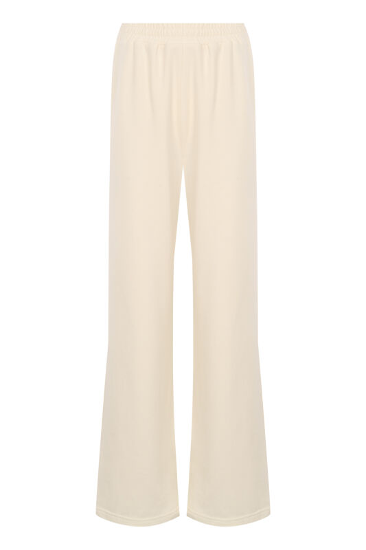 Three Thread White Plain Trousers - 1