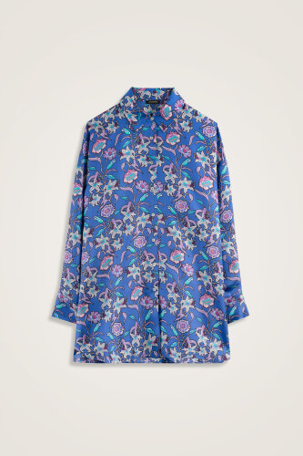 Tiger Blossom Fuchsia-Saks Twill Silk Shirt 