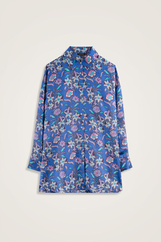 Tiger Blossom Fuchsia-Saks Twill Silk Shirt - 1