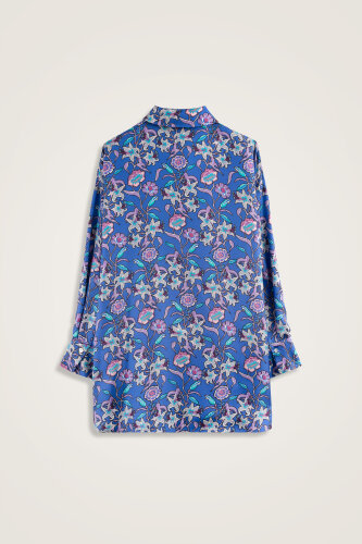 Tiger Blossom Fuchsia-Saks Twill Silk Shirt - 3