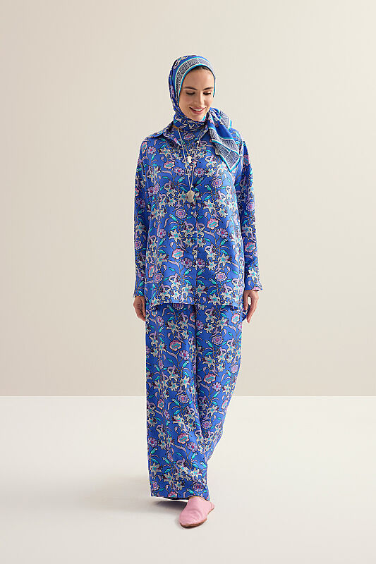 Tiger Blossom Fuchsia-Saks Twill Silk Shirt - 3