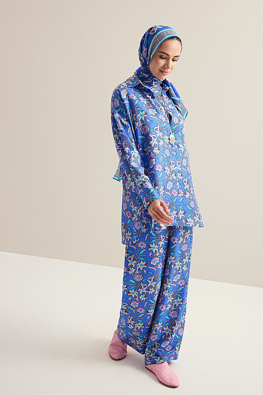 Tiger Blossom Fuchsia-Saks Twill Silk Shirt - 7