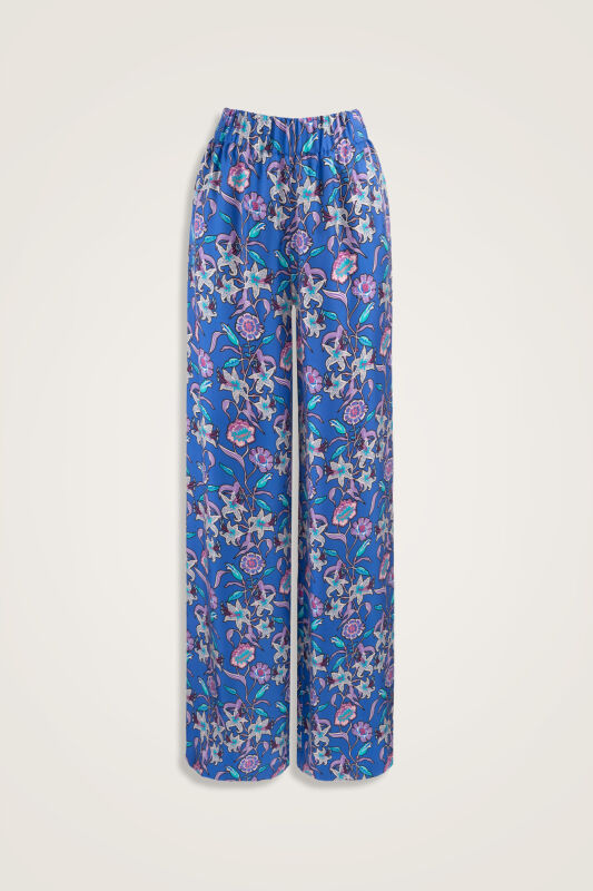 Tiger Blossom Fuchsia-Saks Twill Silk Trousers - 1