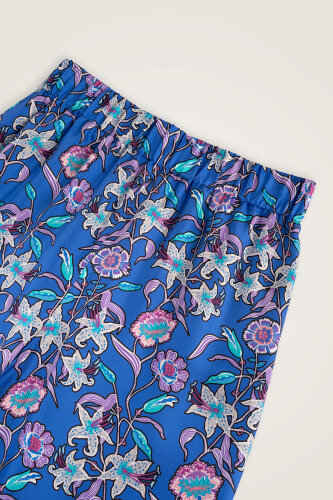 Tiger Blossom Fuchsia-Saks Twill Silk Trousers - 2