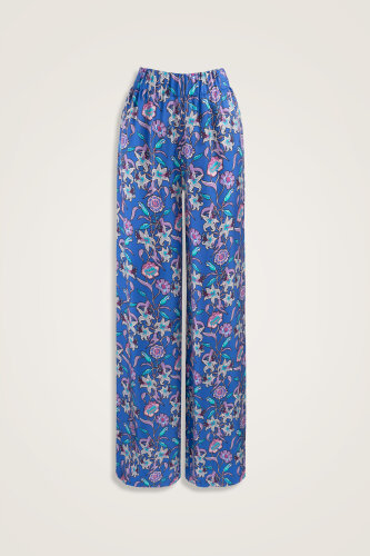 Tiger Blossom Fuchsia-Saks Twill Silk Trousers - 2