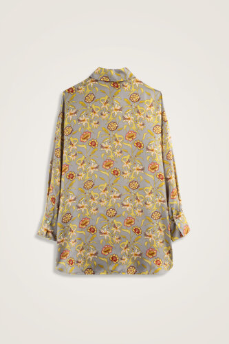 Tiger Blossom Grey Twill Silk Shirt - 6