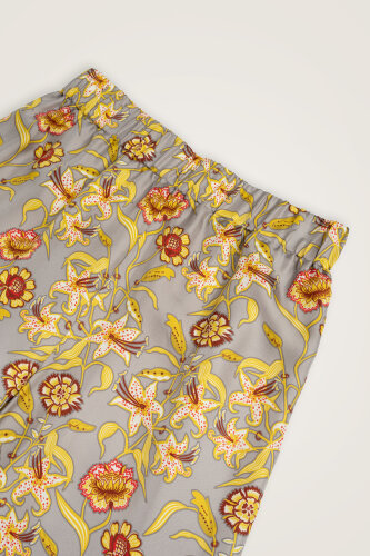 Tiger Blossom Grey Twill Silk Trousers - 2