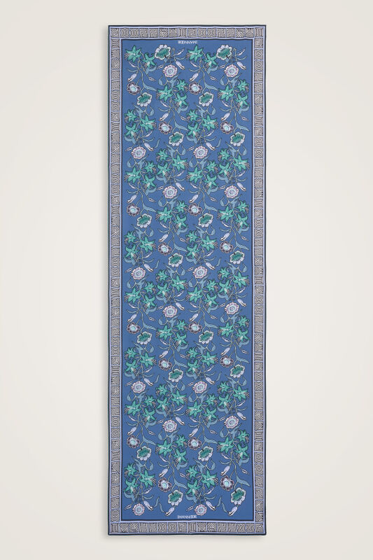 Tiger Blossom Indigo Crepe Silk Dress Shawl - 1