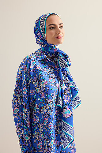 Tiger Flower Pot Crepe Silk Shirt Scarf - 6