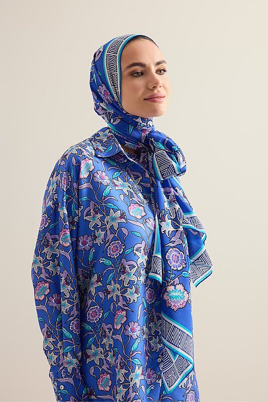 Tiger Flower Pot Crepe Silk Shirt Scarf - 6